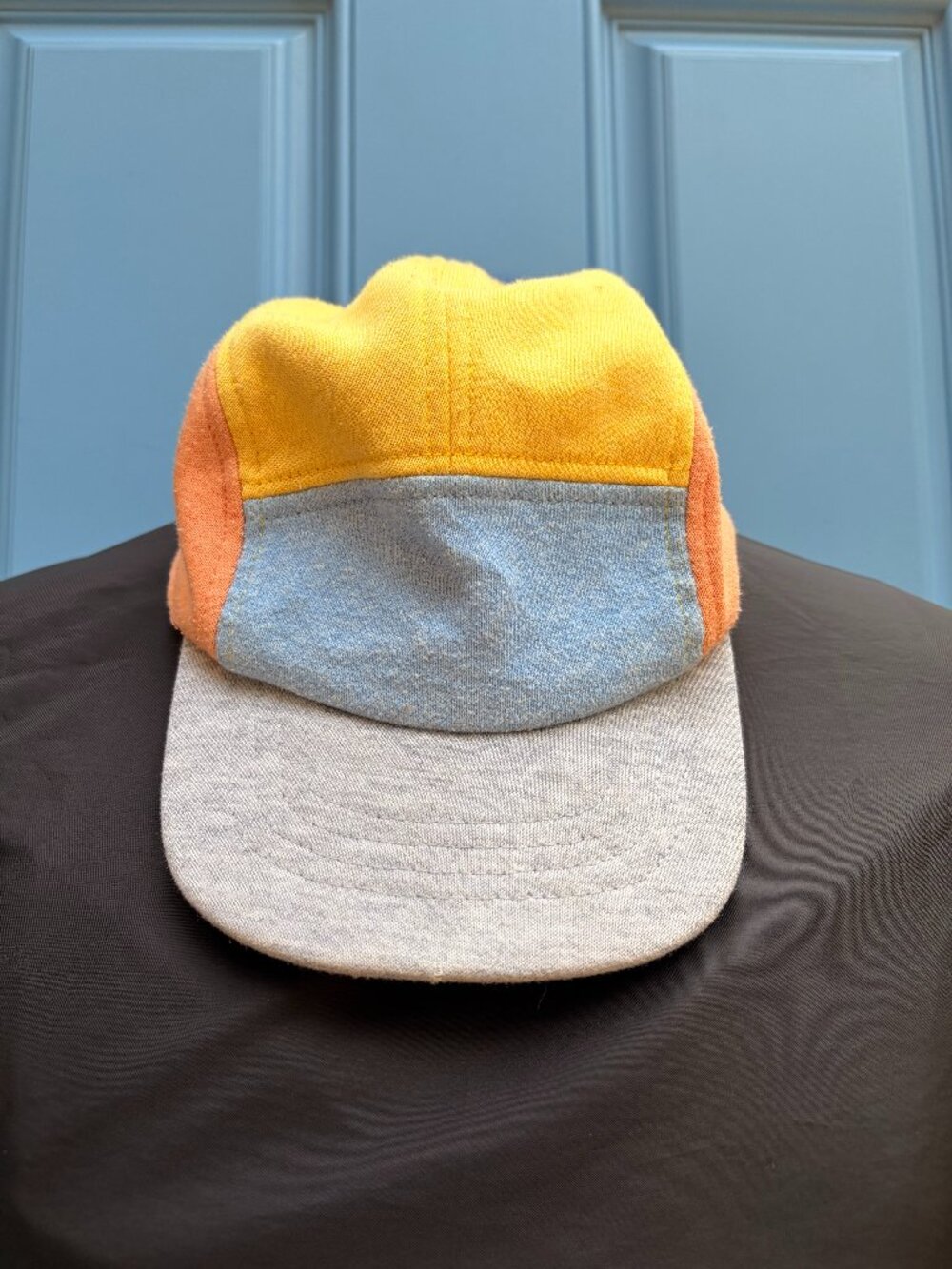 Kids Colorblock Baseball Cap Mustard Coral Blue Gray Adjustable